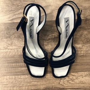 Nina navy blue suede heels